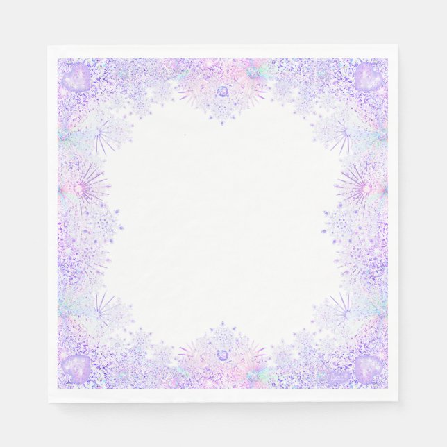 light purple snowflake & glittering heart napkins (Front)