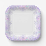 light purple snowflake &amp; glittering heart paper plates