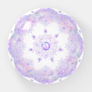 light purple snowflake & glittering heart paperweight