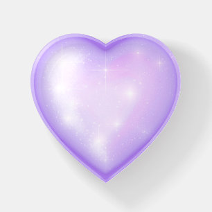 light purple snowflake & glittering heart paperweight