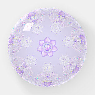 light purple snowflake & glittering heart paperweight