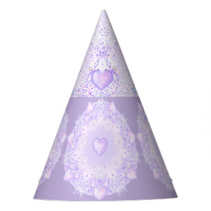 light purple snowflake & glittering heart party hat
