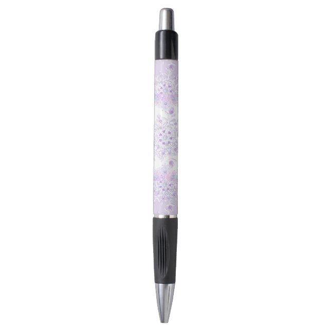 light purple snowflake & glittering heart pen (Front Vertical)