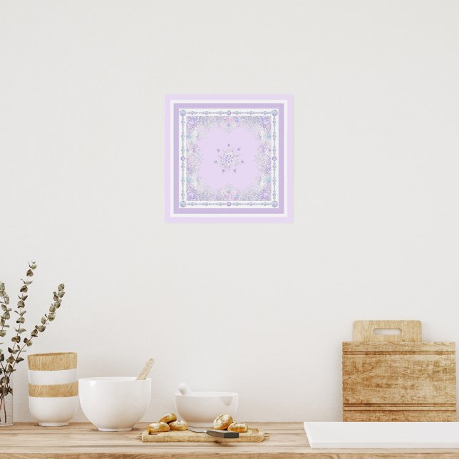 light purple snowflake & glittering heart poster (Kitchen)
