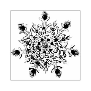 light purple snowflake & glittering heart rubber stamp