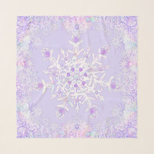 light purple snowflake & glittering heart scarf