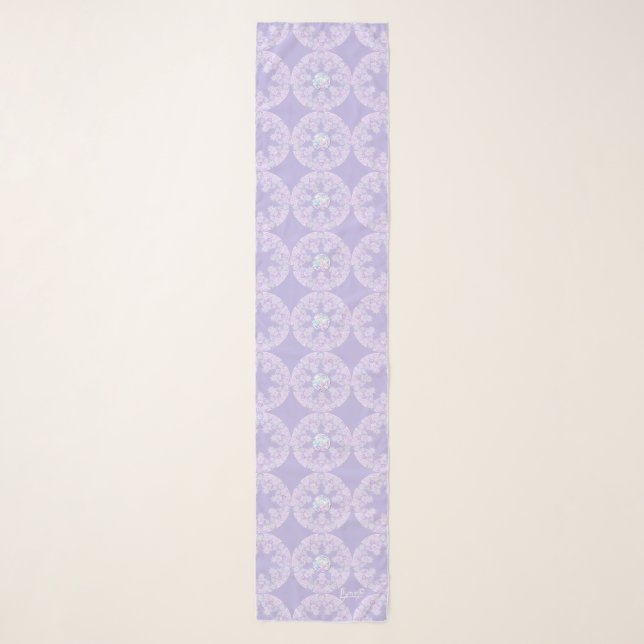 light purple snowflake & glittering heart scarf (Front)