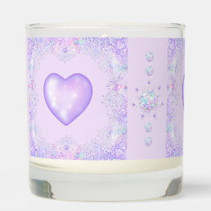 light purple snowflake & glittering heart scented candle