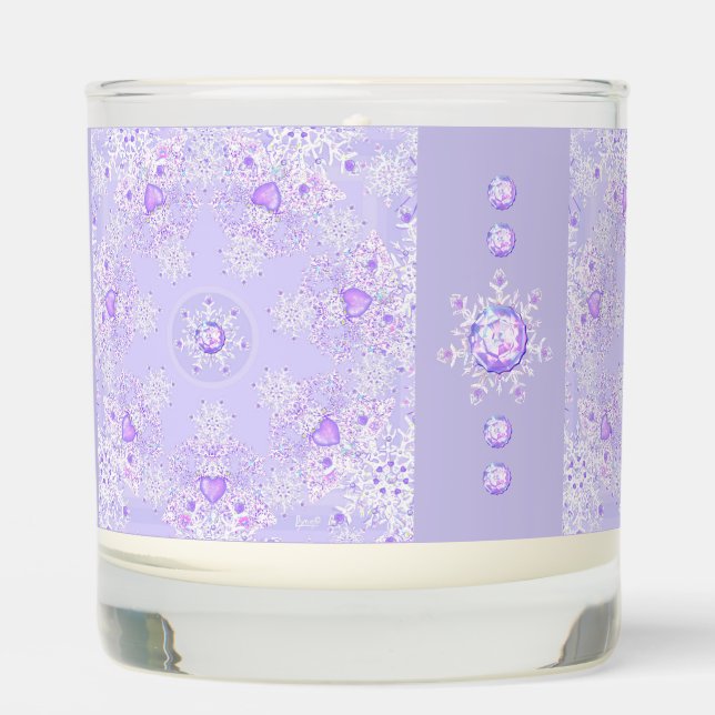 light purple snowflake & glittering heart scented scented candle (Front)
