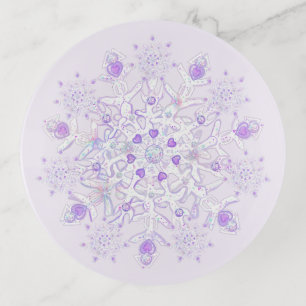 light purple snowflake & glittering heart trinket tray
