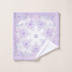 light purple snowflake & glittering heart wash cloth