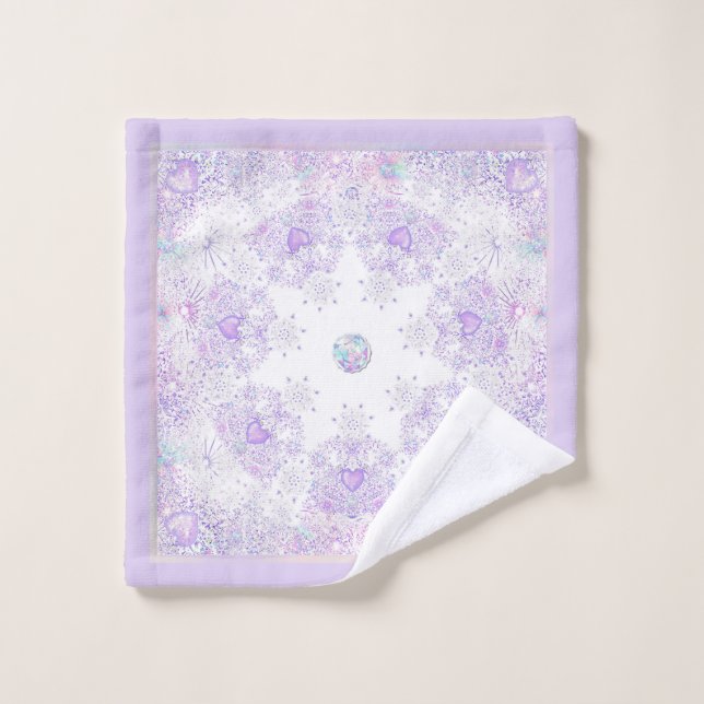 light purple snowflake & glittering heart wash cloth (Wash Cloth)