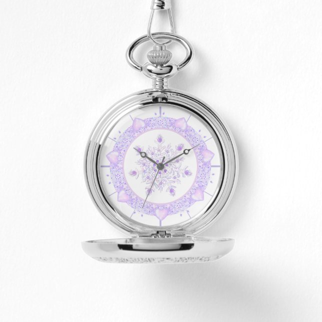 light purple snowflake & glittering heart watch (Front)