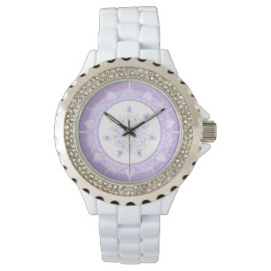 light purple snowflake & glittering heart watch