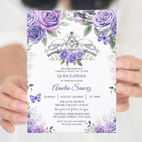 Light Purple Spanish Girl Sweet 16th Birthday Invitation