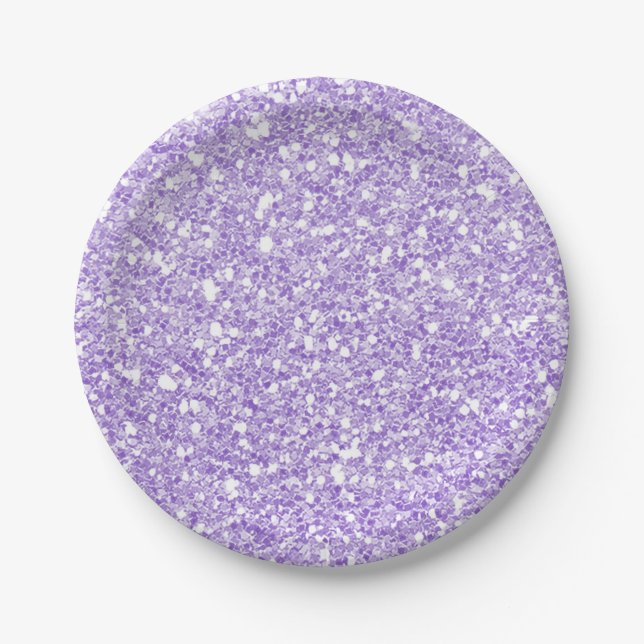 Light Purple Sparkle Glitter Glam Custom Party Paper Plates (Front)