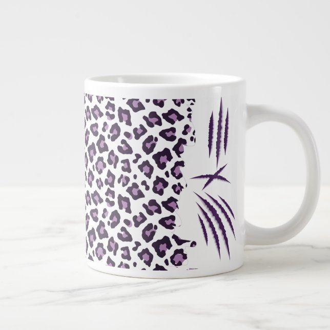 Light Purple Spotted Leopard Print Giant Coffee Mug (Right)