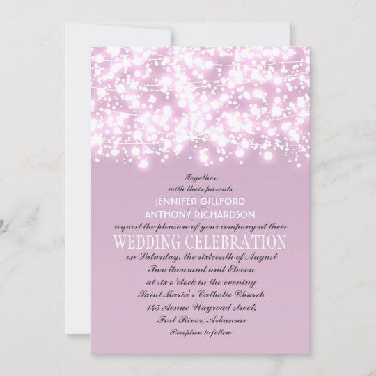 light purple string lights wedding invitations
