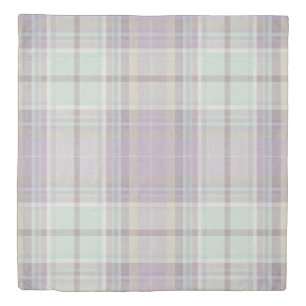 Light Purple Teal Plaid Tartan Pattern Duvet Cover