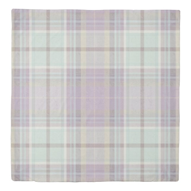 Light Purple Teal Plaid Tartan Pattern  Duvet Cover (Front)