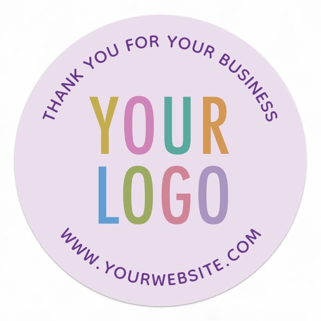 Light Purple Thank You Stickers Custom Logo Round (MISOOK Lilac Purple Thank You for Your Business Stickers)