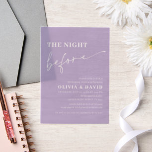 Light Purple The Night Before Rehearsal Dinner Vellum Invitations