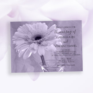 Light Purple Tinted Gerber Daisy Wedding Invitation