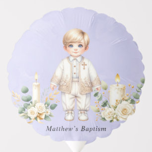 Light Purple Watercolor Boy Baptismal Balloon