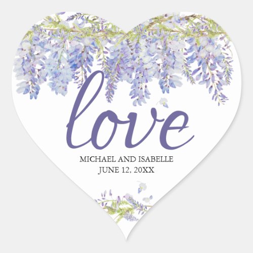 Light Purple Watercolor Floral Heart Love Heart Sticker