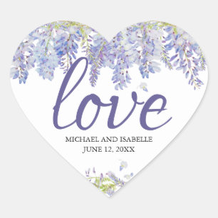 Light Purple Watercolor Floral Heart Love Heart Sticker