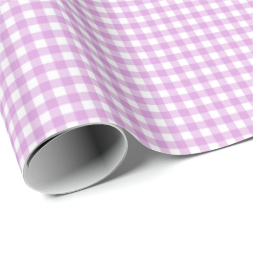 Light Purple  White Gingham Wrapping Paper