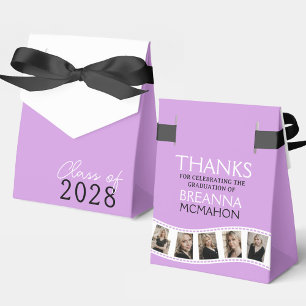 Light Purple & White Photo Filmstrip Graduation Favor Boxes