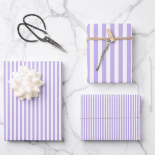 Light Purple & White Stripes Wrapping Paper Sheets