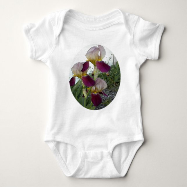 Light purple with pink irises baby bodysuit (Front)
