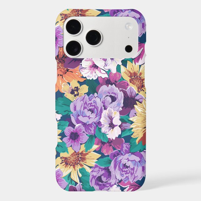 Light-Purple & yellow flowers collage pattern Iphone Case (Back)