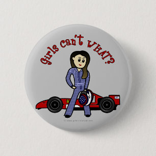 Light Race Car Driver Girl Pinback Button
