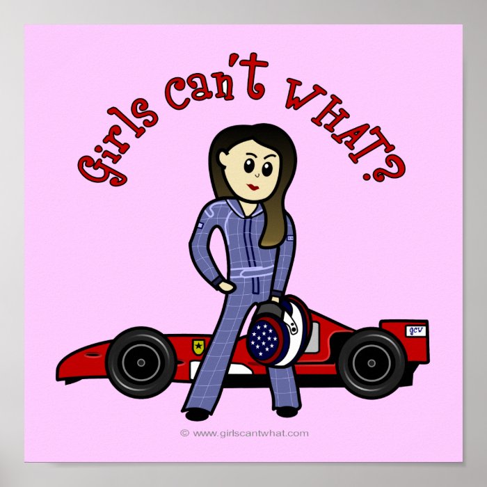 Light Race Car Driver Girl Poster