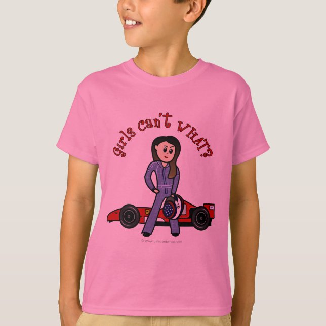 Light Race Car Driver Girl T-Shirt (Front)