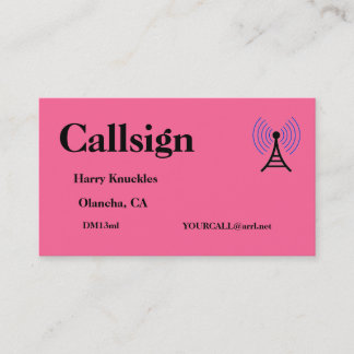 Light Red Amateur Radio Call Sign Business Card