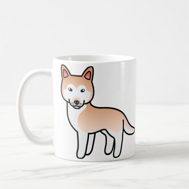 Light Red Cartoon Siberian Husky Dog Coffee Mug (Left)