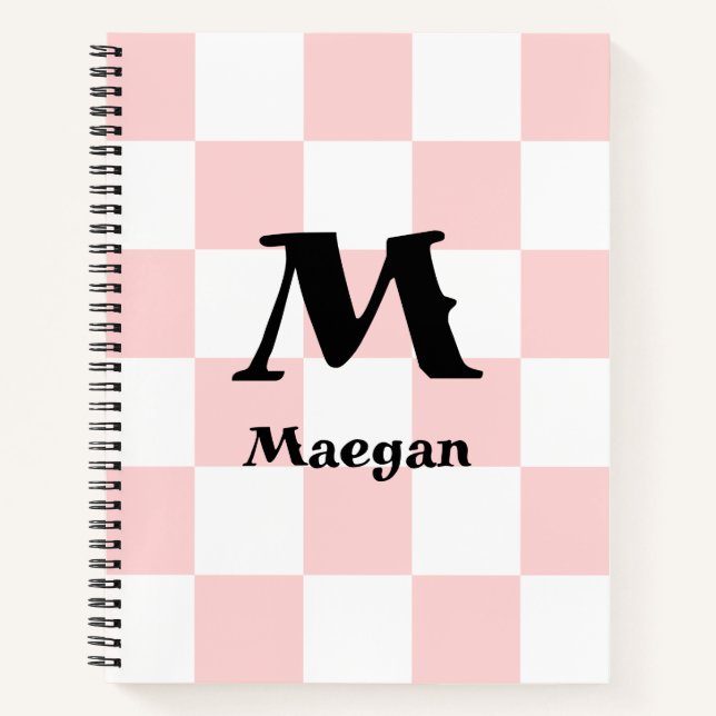 Light Red Checkered Pattern Background Notebook (Front)