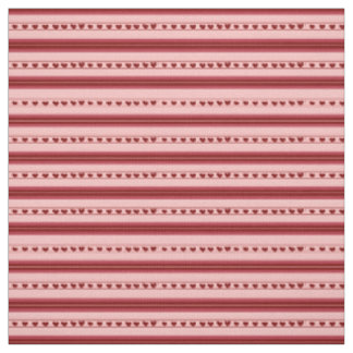 Light Red & Dark Red Hearts in Stripes Fabric