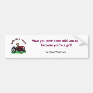 Light Red Farmer Girl Bumper Sticker