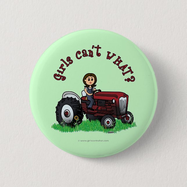 Light Red Farmer Girl Pinback Button (Front)