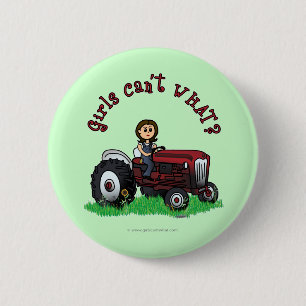 Light Red Farmer Girl Pinback Button