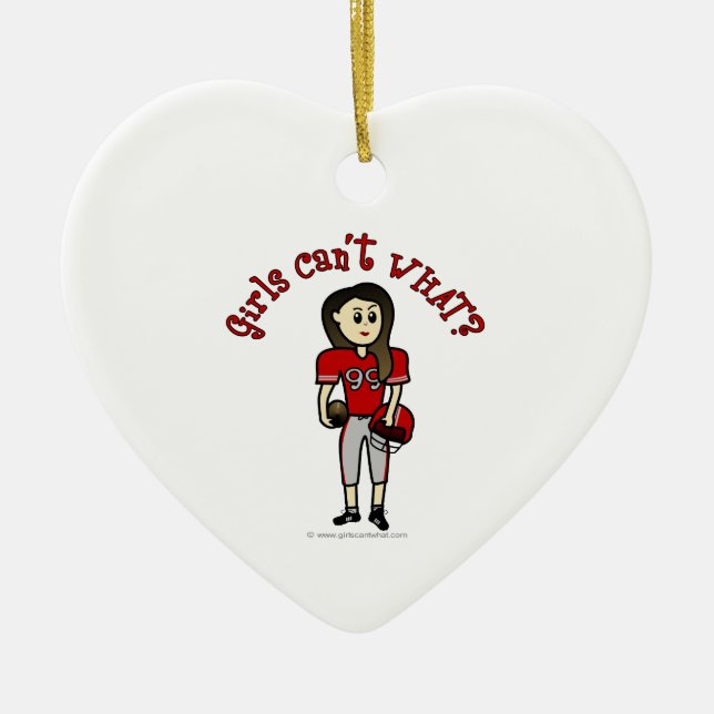 Light Red Football Ceramic Ornament (Front)