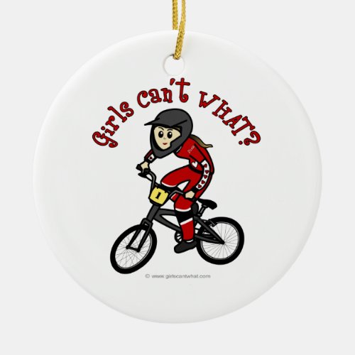 Light Red Girls BMX Ceramic Ornament