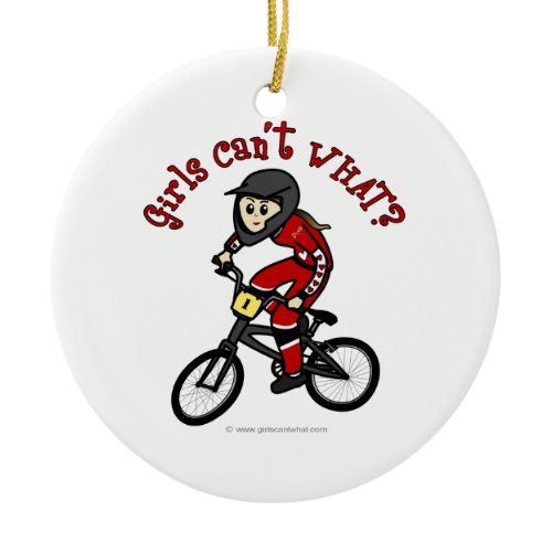Light Red Girls BMX Ceramic Ornament