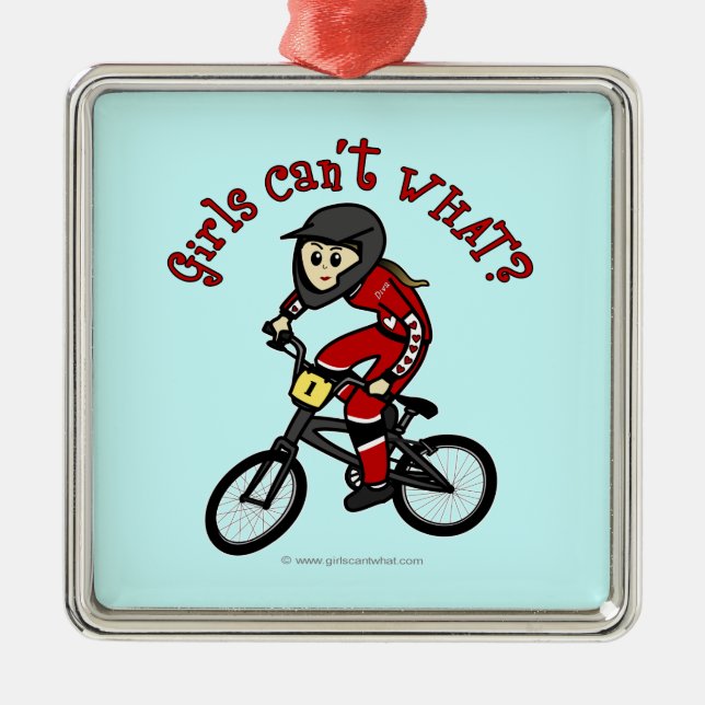 Light Red Girls BMX Metal Ornament (Front)