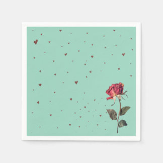 light red rose printed napkins